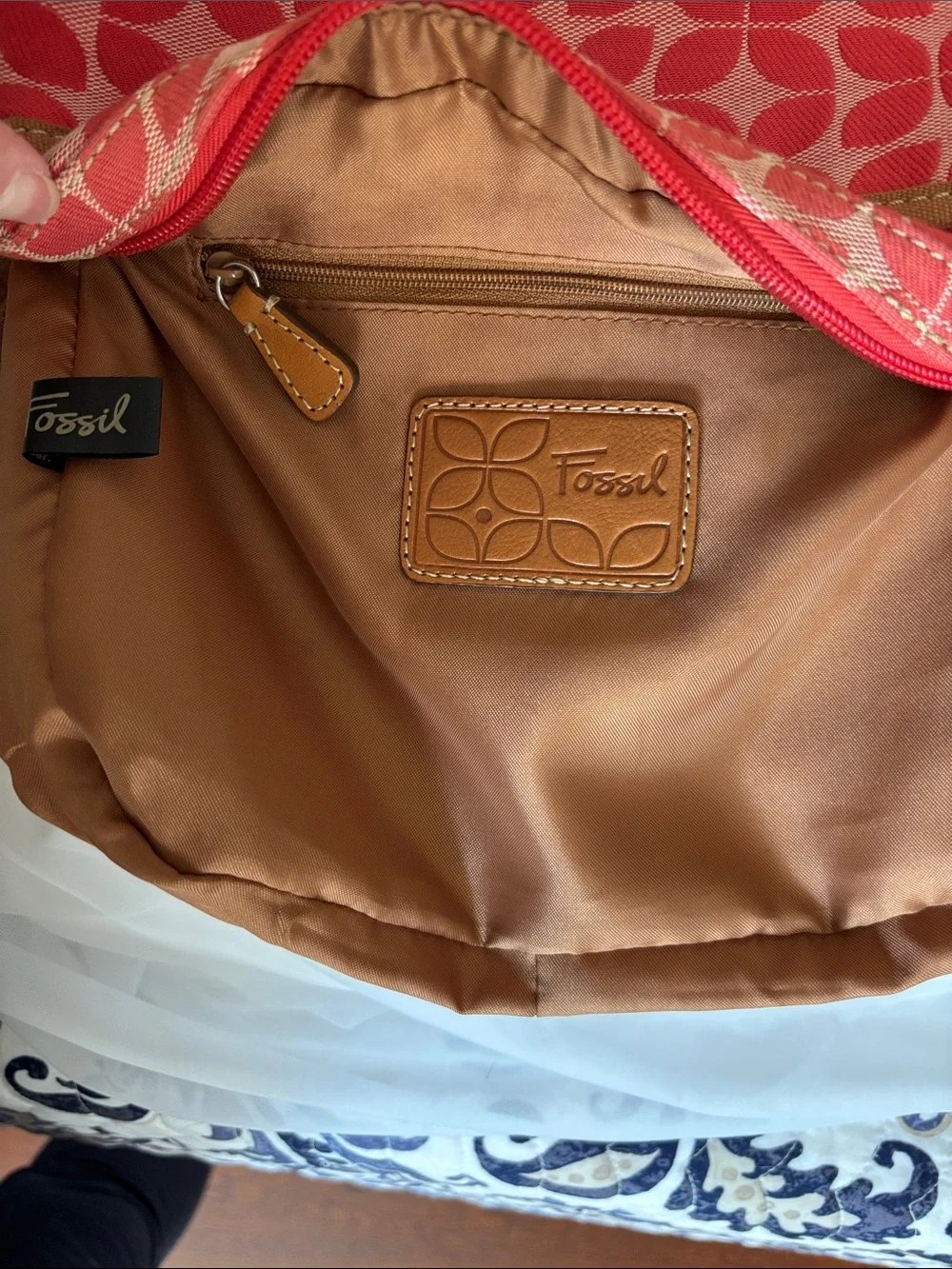 Vintage Fossil Signature Canvas Crossbody
